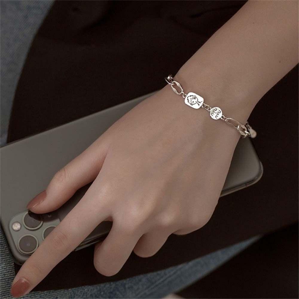 Mxbeauty Wanita Gelang Adjustable Harajuku Rantai Tebal Pasangan Gelang Perhiasan Hadiah Alloy Hip Hop Korea Style Bracelet