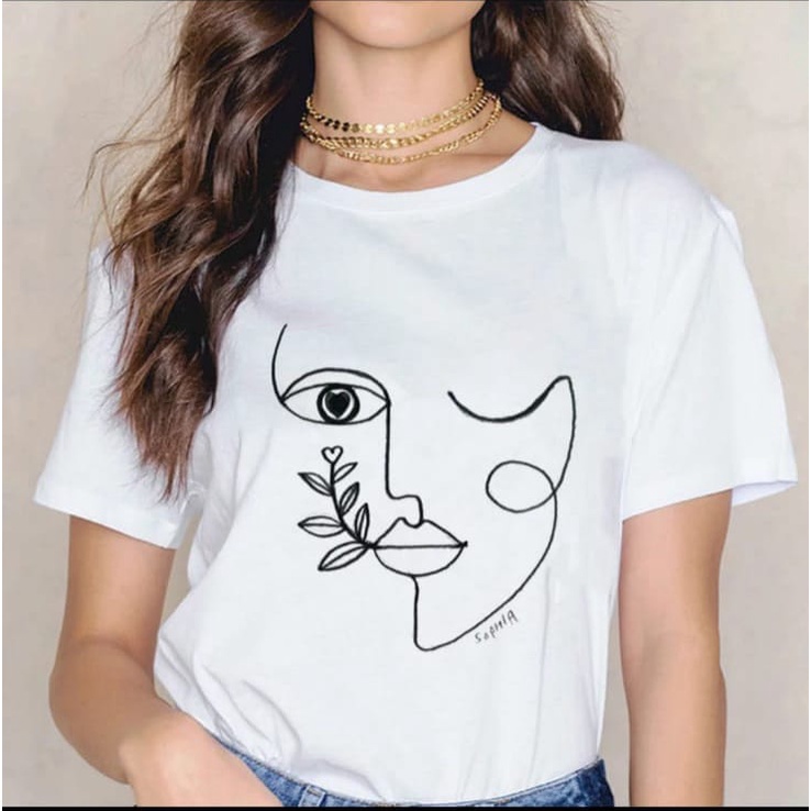 KAOS OVERSIZE | BAJU TSHIRT TUMBLR TEE FACE ART WANITA KOREA