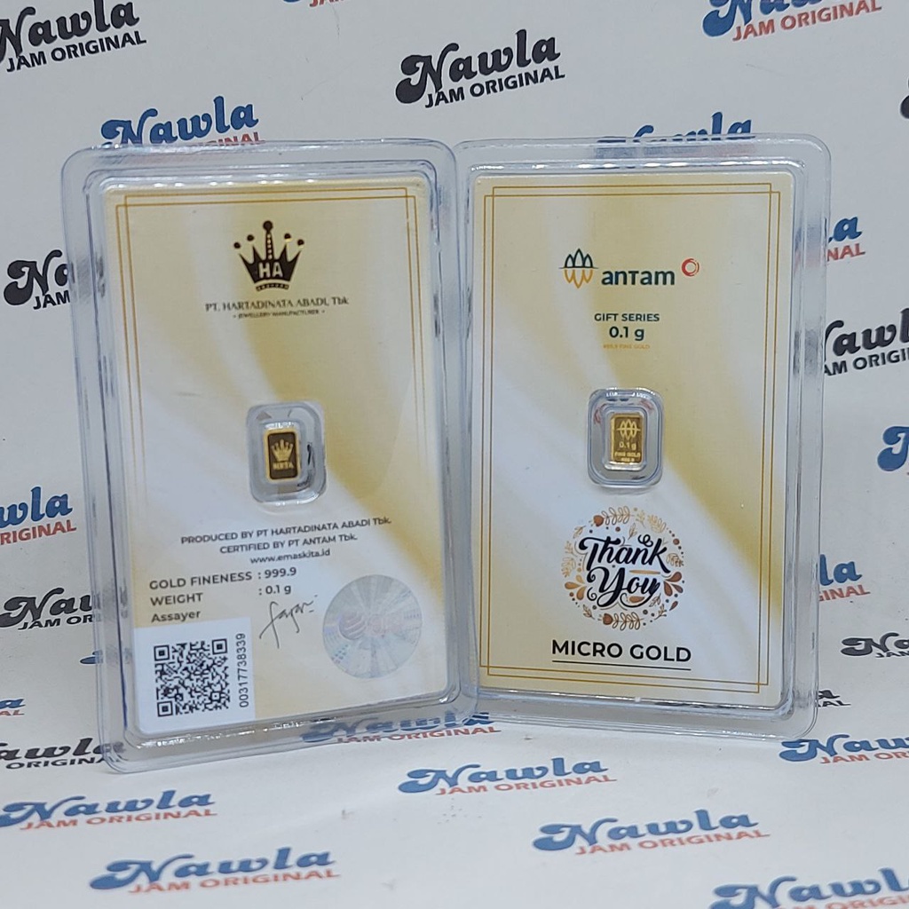 Antam 0.1 gram Micro Gold Premium Emas Murni 24 Karat Hartadinata x Antam Logam Mulia Emaskita