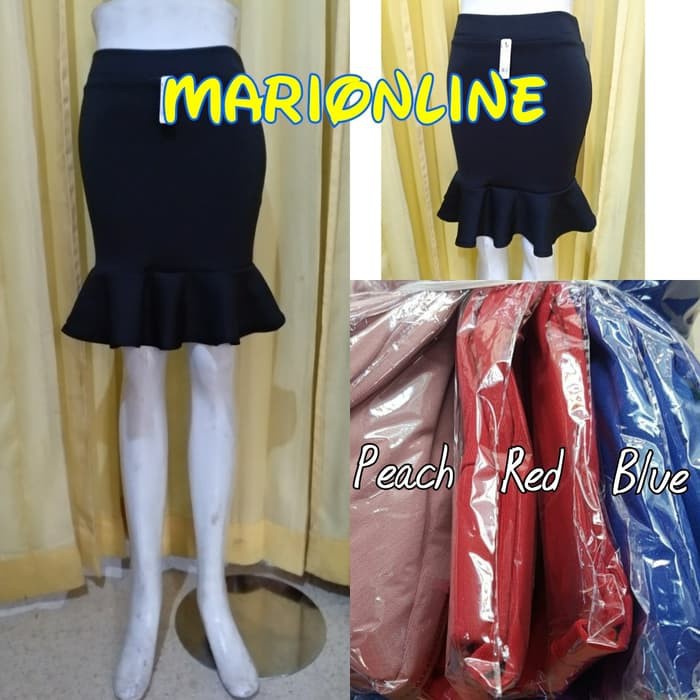 rok pendek mermaid duyung polos - Hitam