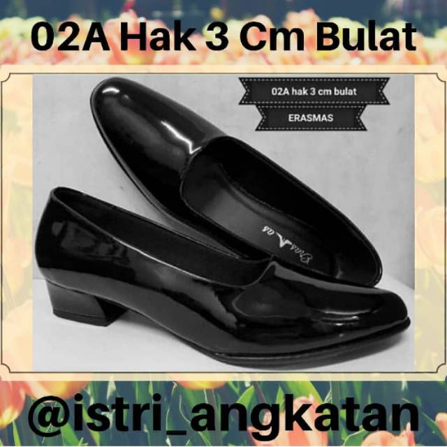 Sepatu  02A Hak 3 Cm Bulat (Size 35-42)