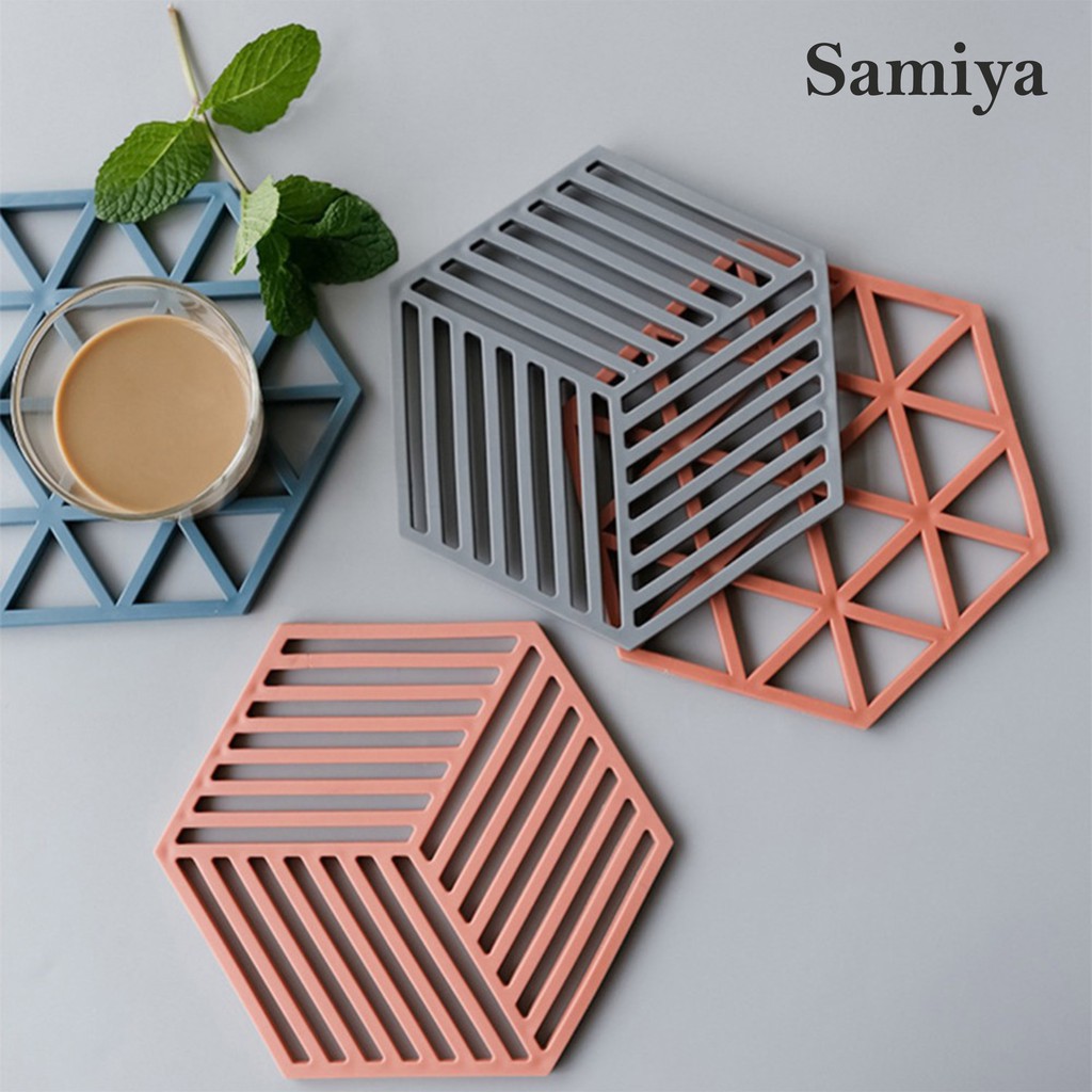 coaster cup glass hexagon / alas tatakan gelas cangkir piring mangkok / japanese table pad hexagonal