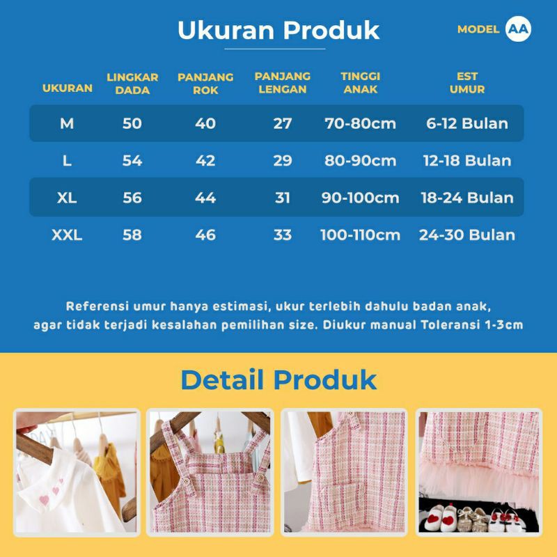 Dress Gaun Anak Bayi Perempuan Import Motif Elegan Cantik Lucu Usia 6 bulan - 3 tahun-8