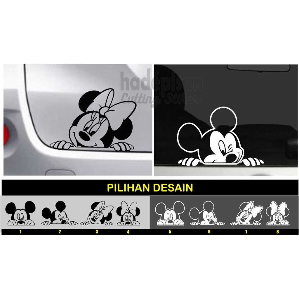 Stiker Mobil Cutting Sticker Mickey Minnie Mouse Peeking Ngintip