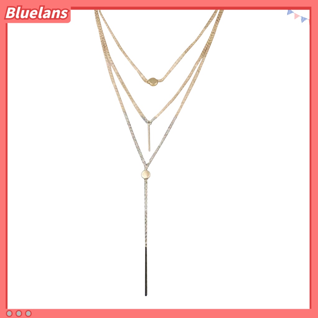 Bluelans Three-Layer Bar Pendant Alloy Luxury Chain Necklace