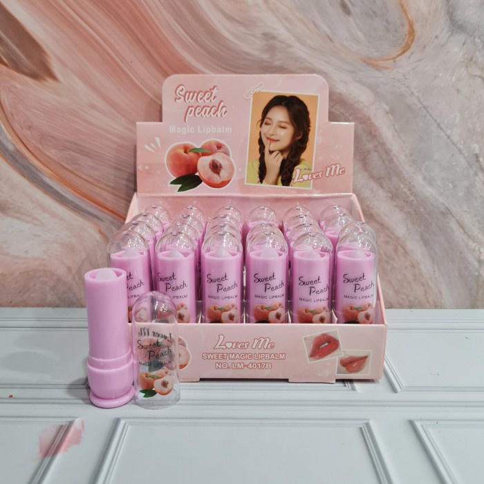 lip balm pelembab bibir loves me 4017 peach BPOM isi 24 pcs murah