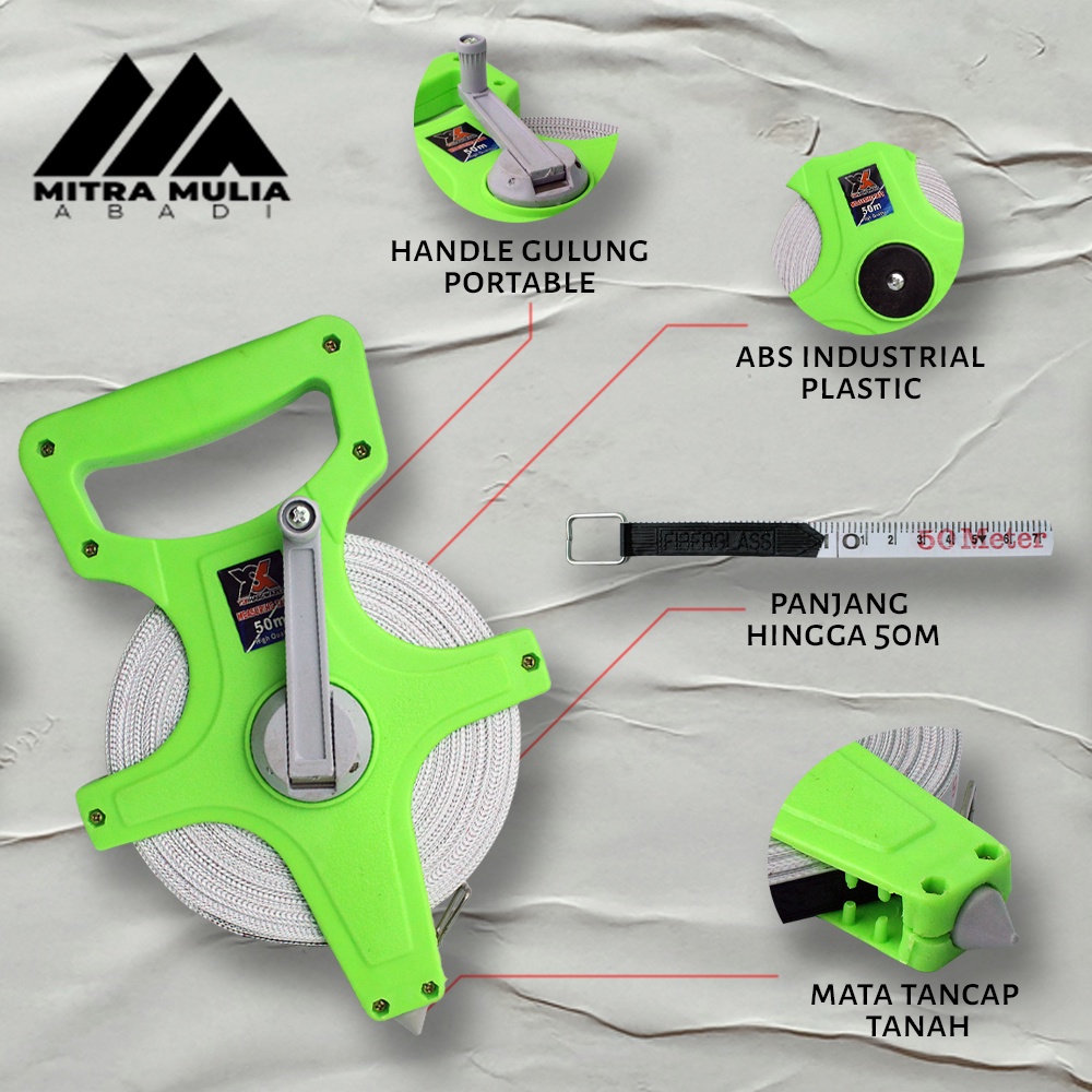 Meteran Tancap Tanah 50 Meter | Meteran Roll tancap fiber |meteran gulung fiber