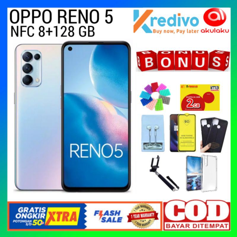 OPPO RENO 5 SERIES Layar OLED 90Hz 8/128 GB ( NFC / 64MP