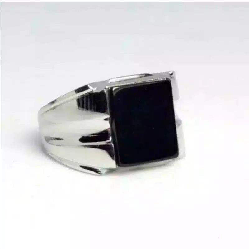 batu akik asli Cincin pria Black Onyx garansi natural 100% elegant