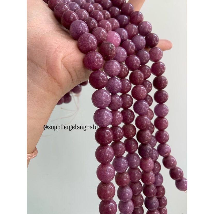 batu Brazil Purple Lavender Chalcedony 14mm natural kalsedon akik ungu bahan kalung gelang giok natural etnik vintage elegan