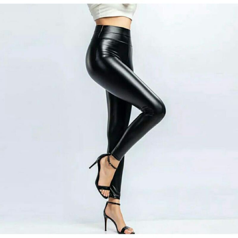 Legging Latex Kulit Import Highwaist Premium