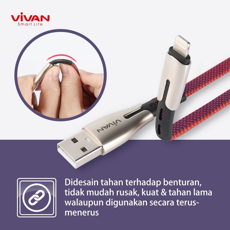 KABEL DATA USB VIVAN LIGHTNING FAST CHARGE 2.4A BTK-L ORIGINAL