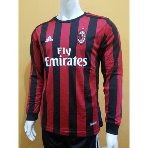 JERSEY KAOS BAJU  BOLA  AC MILAN HOME LENGAN  PANJANG  LS 2021 