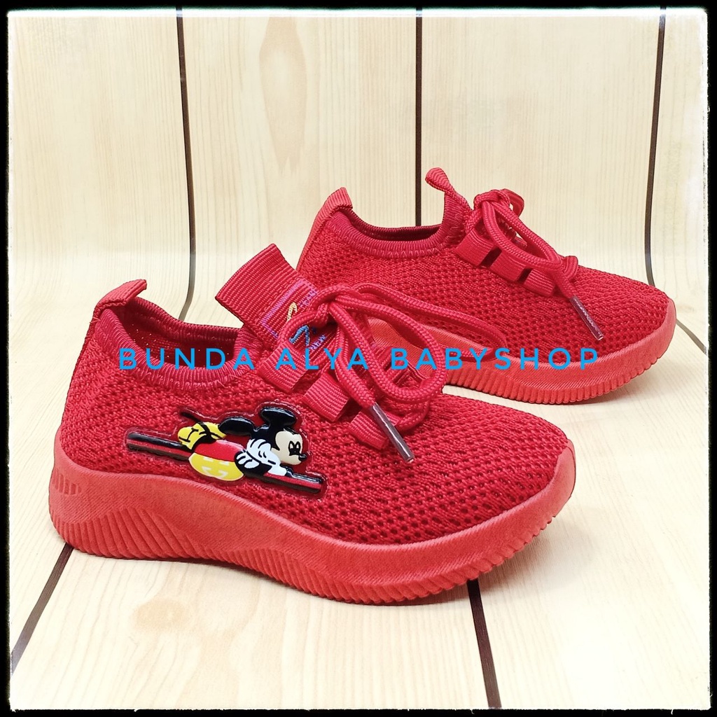 Sepatu Anak IMPORT Umur 2 3 4 Tahun MERAH Elastis Sepatu Anak Cowok Size 22 - 26 Kartun Lucu Alas Karet Anti Licin