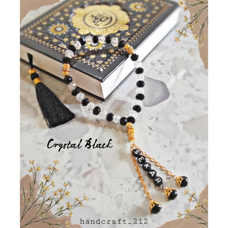 Tasbih Custom Nama Crystal Cheko 8mm 33 Butir Souvernir Pernikahan