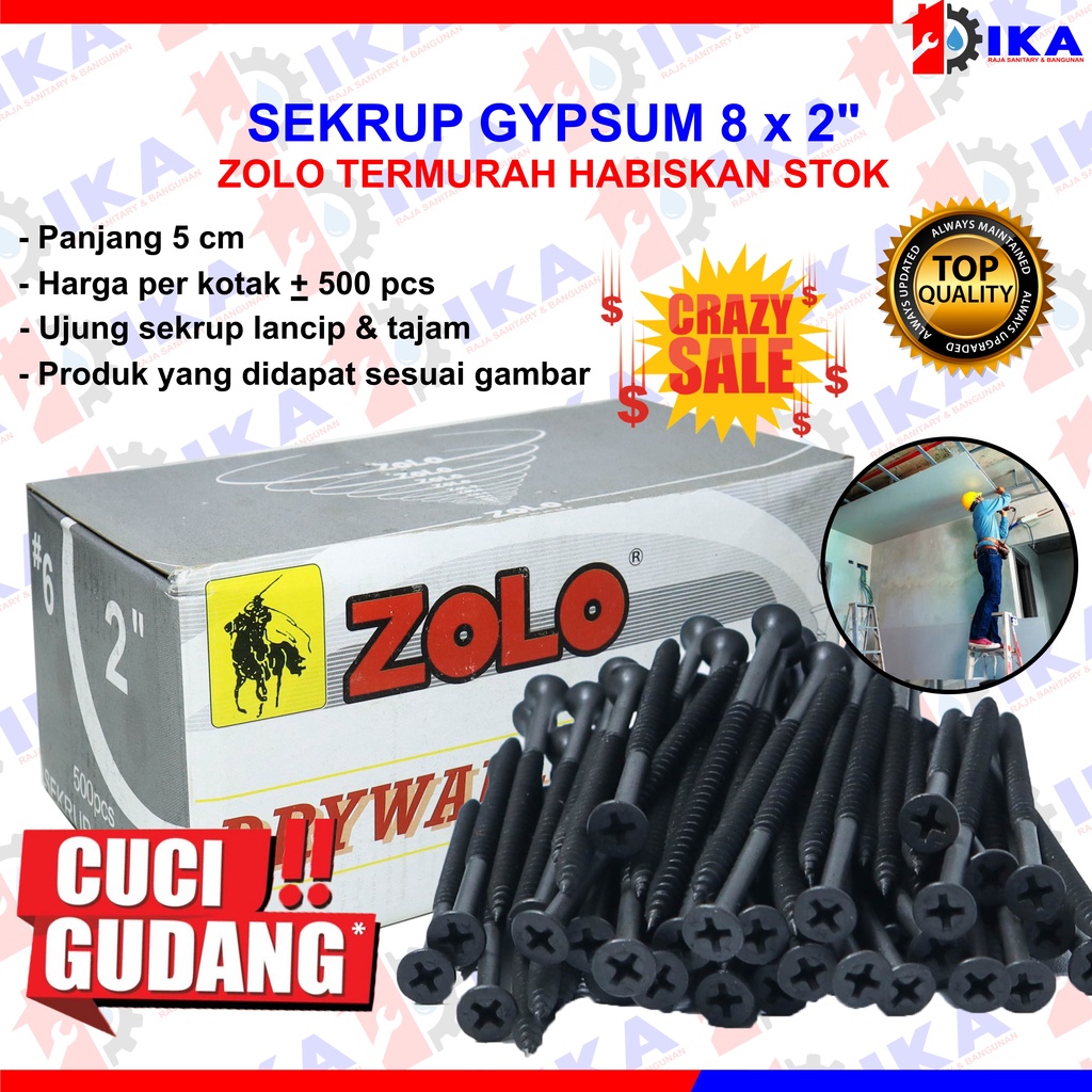 SKRUP GYPSUM ZOLLO HITAM 2INCH SUPER TAJAM (HARGA 1KOTAK ISI 500PCS)