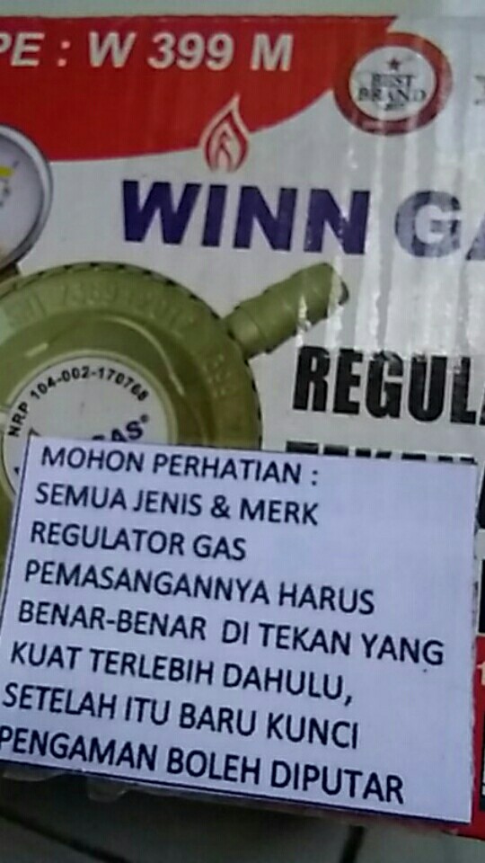 Regulator Gas Winn Gas W-399m Meter / Regulator Gas Kompor Gas Elpiji Lpg