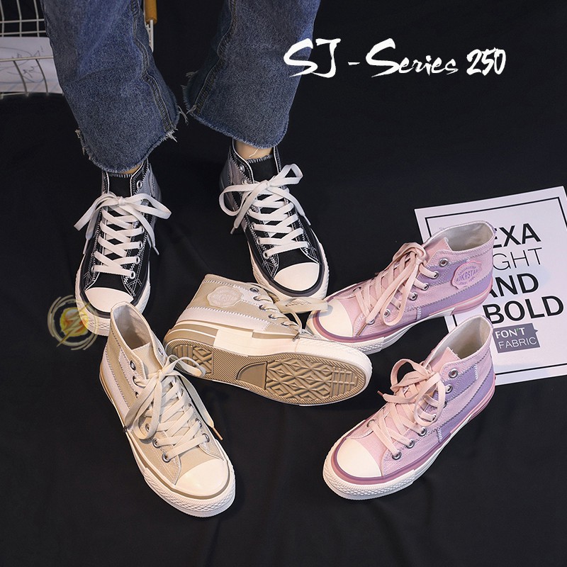 [OOS] Sepatu Sneakers Boots Wanita BLACK PINK CREAM - 250