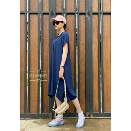 LULA HOME DRESS/DASTER LULA/DRESS POLOS/DASTER POLOS BUSUI FRIENDLY FULL KANCING MIDI DRESS MOTIF PO