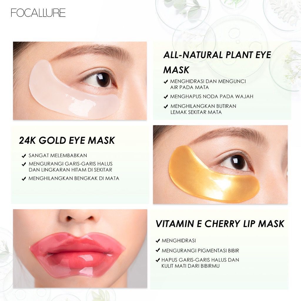 BPOM Focallure Vitamin E Cherry Lip Mask &amp; Eye Mask Skincare Masker Kantong Mata Pelembab Bawah Kantong Mata FASC01