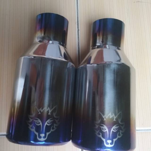 Knalpot mobil suara srigala blue gold untuk truk ,engkel,canter,l300 bensin dan solar dll