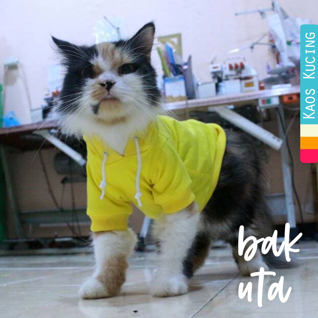 Kaos hoodie kuning lucu untuk kucing dan anjing / baju kucing murah size S M L XL