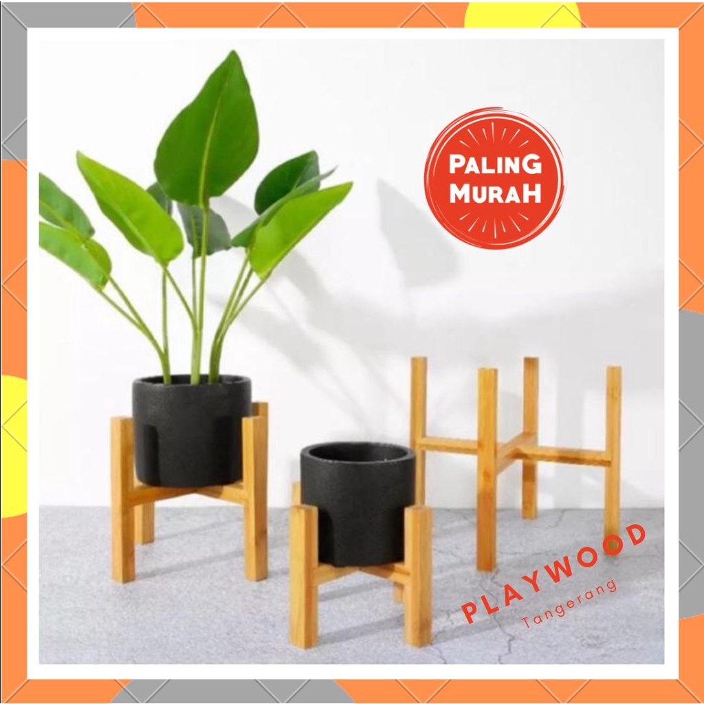 PROMO pot holder / rak kayu tempat pot tanaman  / standing planter minimalis