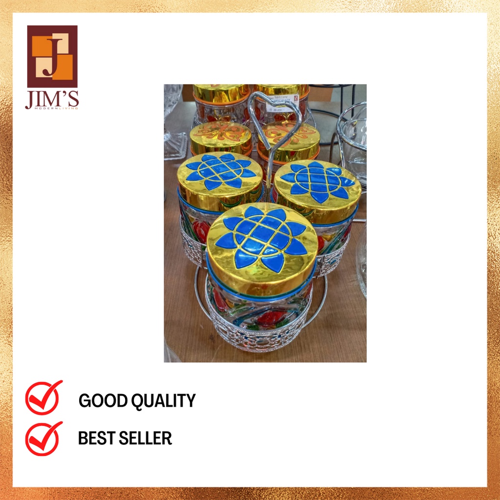 TOPLES SET VIVIANE KACA BULAT 3PCS+RAK PUTAR