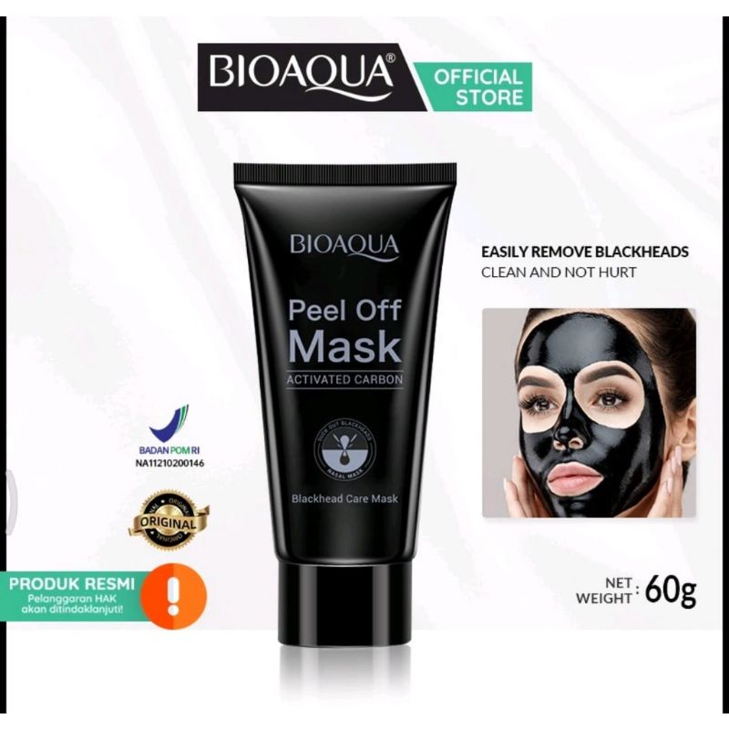 BIOAQUA masker peel off Mask Charcoal Anti-Blackhead mask 60g BPOM