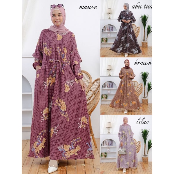 Milea dress / gamis motif terbaru / gamis prada crepe original / gamis model unik / dress prada crep