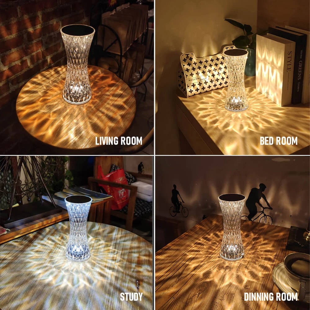 Small Waist Crystal Decoration LED Diamond Table Lamp USB Rechargeable Touch Sensor For Gift