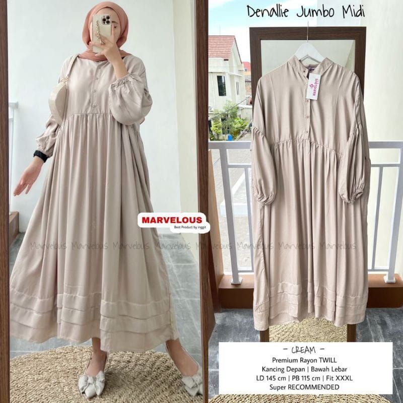 DENALLIE JUMBO MIDI ORIGINAL BY MARVELOUS MIDI DRESS RAYON SUPER JUMBO