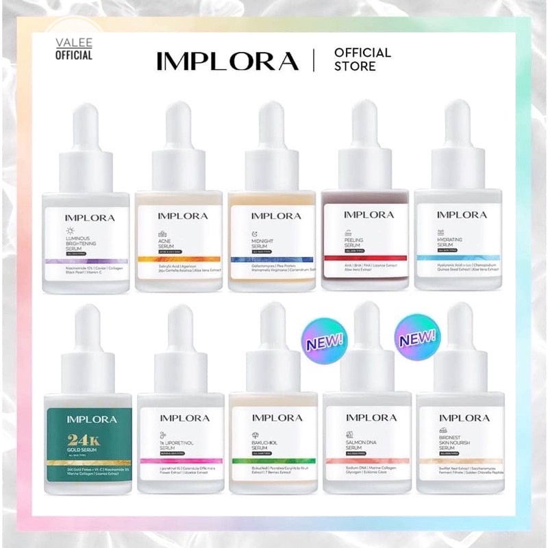 (COD) Implora Face Serum Acne Serum Anti Jerawat | Luminous | Midnight | Peeling AHA BHA PHA | Hydrating Serum