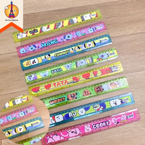 Penggaris Panjang 30cm Motif BT21/BTS Penggaris 30 cm Long Ruler with Character Pattern BT21 Karakte
