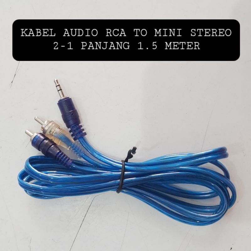 Kabel Audio 2-1 RCA to Mini Stereo Aux 1.5 Meter 4 Meter Transparan