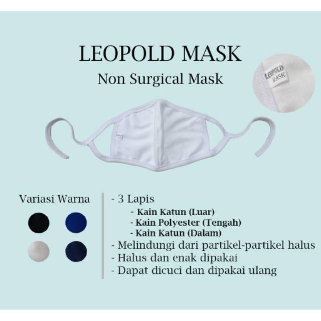 Masker Kain Leopold 3PLY 100% Cotton (isi 3)