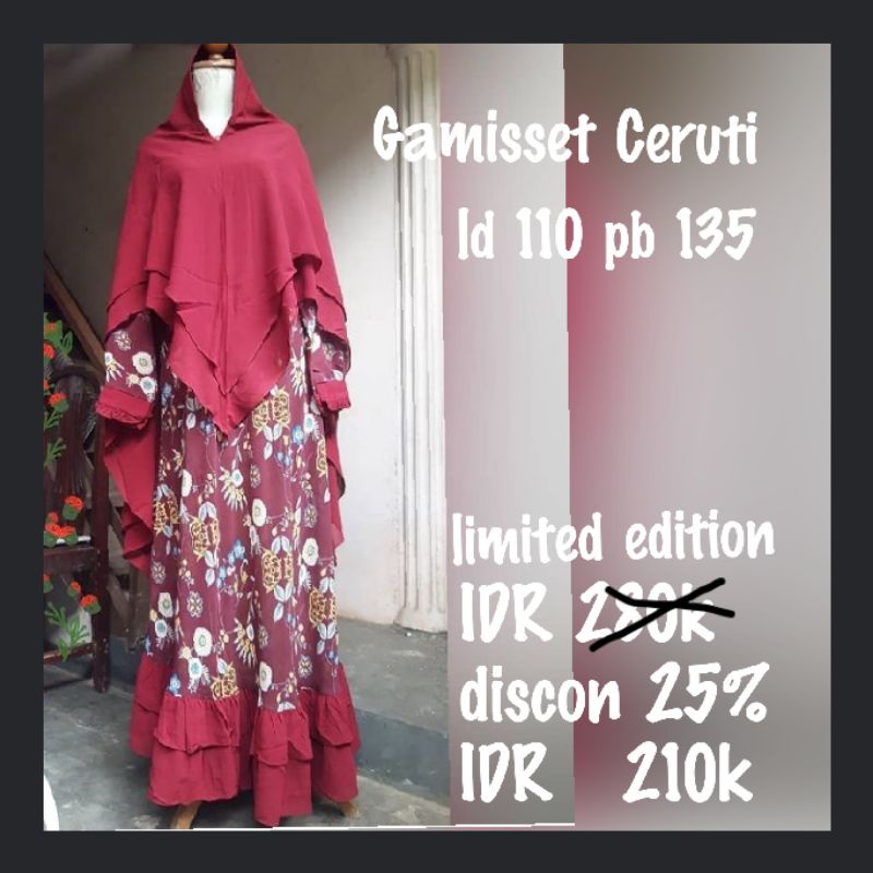 Gamis Syari Set Khimar Ceruti Babydoll Limited edition