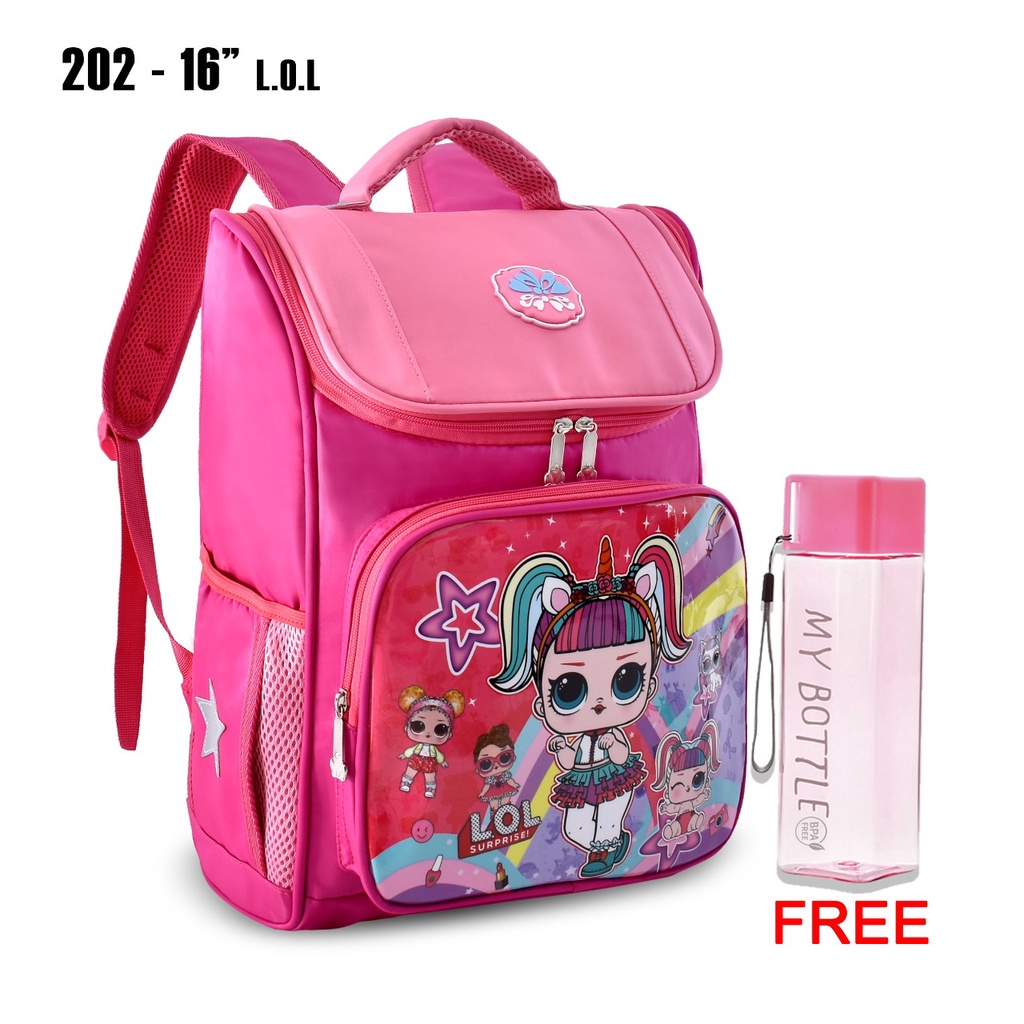 (RF) Tas Sekolah Anak Perempuan 202-16 Tas Ransel Cewek Motif LOL,Unicorn,Frozen