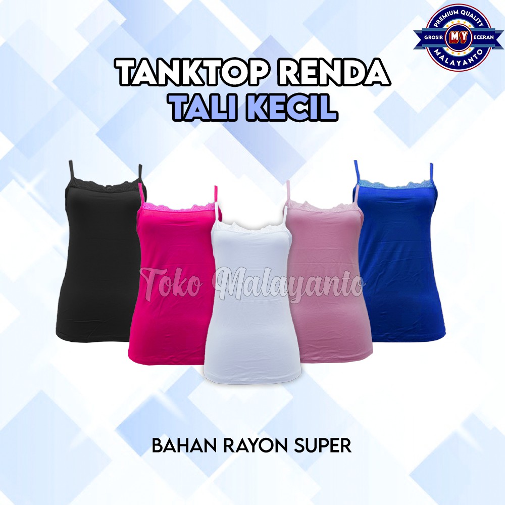 Tanktop Tali Kecil Renda Polos Warna Ukuran All Size Ready Stok!!-6