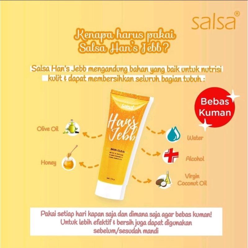 [BPOM] Salsa Hans Jebb Gel Skin Cleanser Perontok Daki | Green Tea Lemon