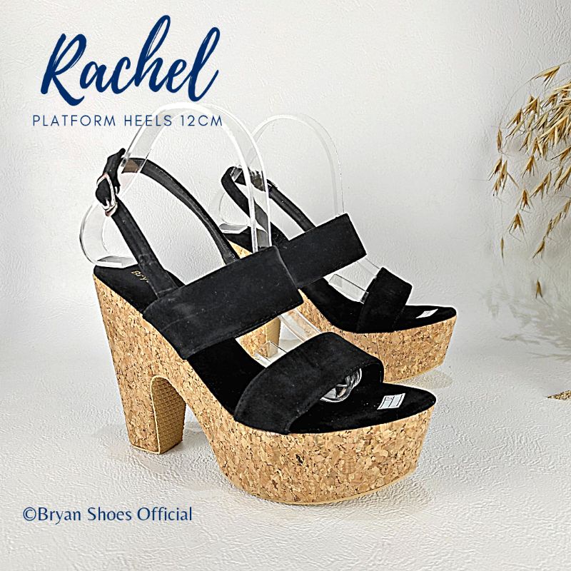 Bryan Rachel Platform Heels Silang 12cm Hak Tahu Kelom Berkualitas Sol Tebal