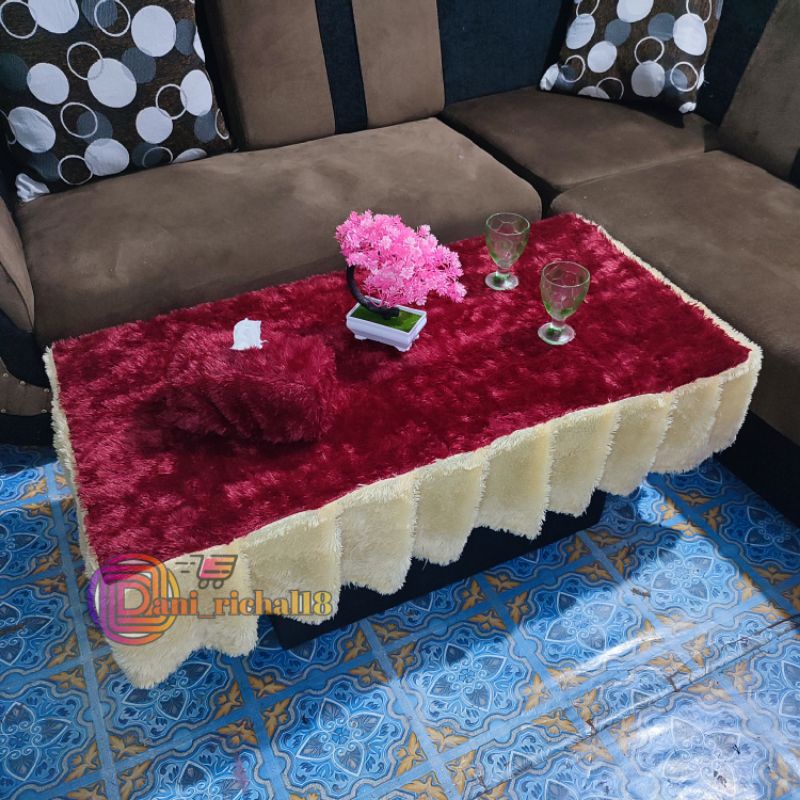 GIA Taplak meja Ruang tamu / Taplak meja rumbai kombinasi ruang tamu / Taplak meja kaca rusng tamu