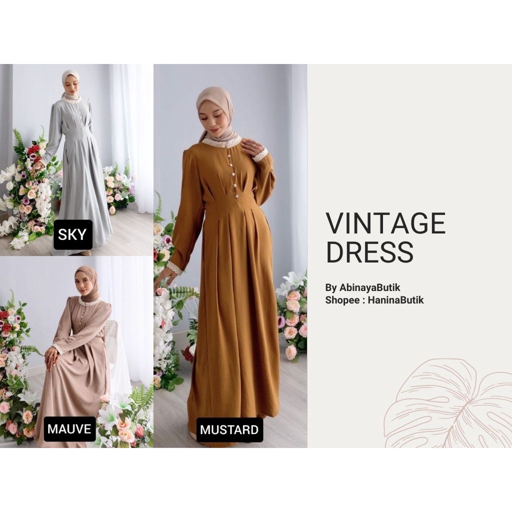 (𝗦𝗜𝗔𝗣 𝗞𝗜𝗥𝗜𝗠) - (SALE) VINTAGE DRESS by ABINAYABUTIK | ABINAYA