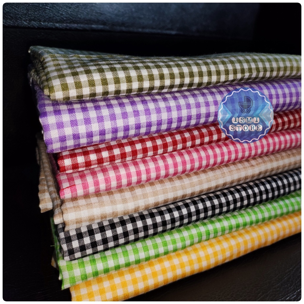 Kain Kotak-kotak Gingham 0.8 / 4 mm Lebar 150 cm/1,5 Meter Bahan Katun Polyester Kain Estetik Gaya Korea