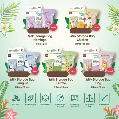 Vitaflow Kantong ASI Animal Series 150 ml - Breastmilk Storage 150ml