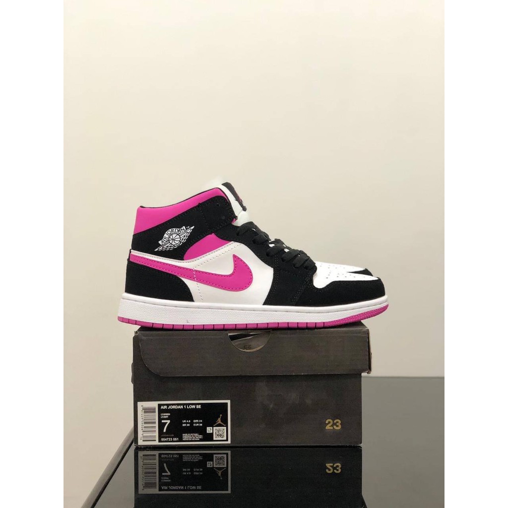 NIKE AIR JORDAN 1 MID MAGENTA CACTUS BLACK