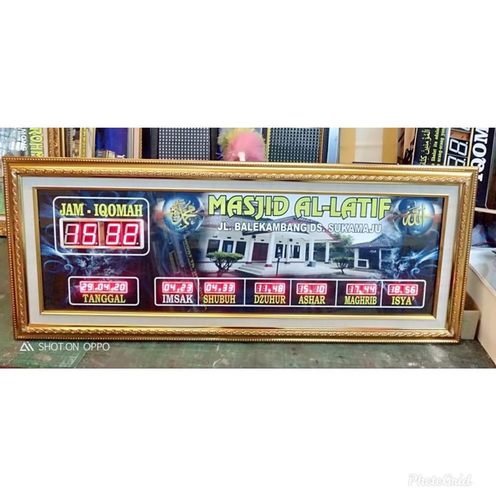 JAM MASJID DIGITAL JAM ADZAN JADWAL SHOLAT CUSTOM NAMA 40 x 100 cm