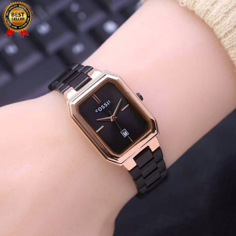 Jam Tangan Cewek Persegi (F) Fitur Tanggal Besstsellert !!  Strap Rantai Stainlees Stell_Jam Tangan Fashion Kasual cewek_Mewah Elegan Sporty Water Resistant / Jam Tangan Cewek Persegi Panjang Terbaru Free Box Dan Batrai Ready Stok / Realpick / Jam cewek