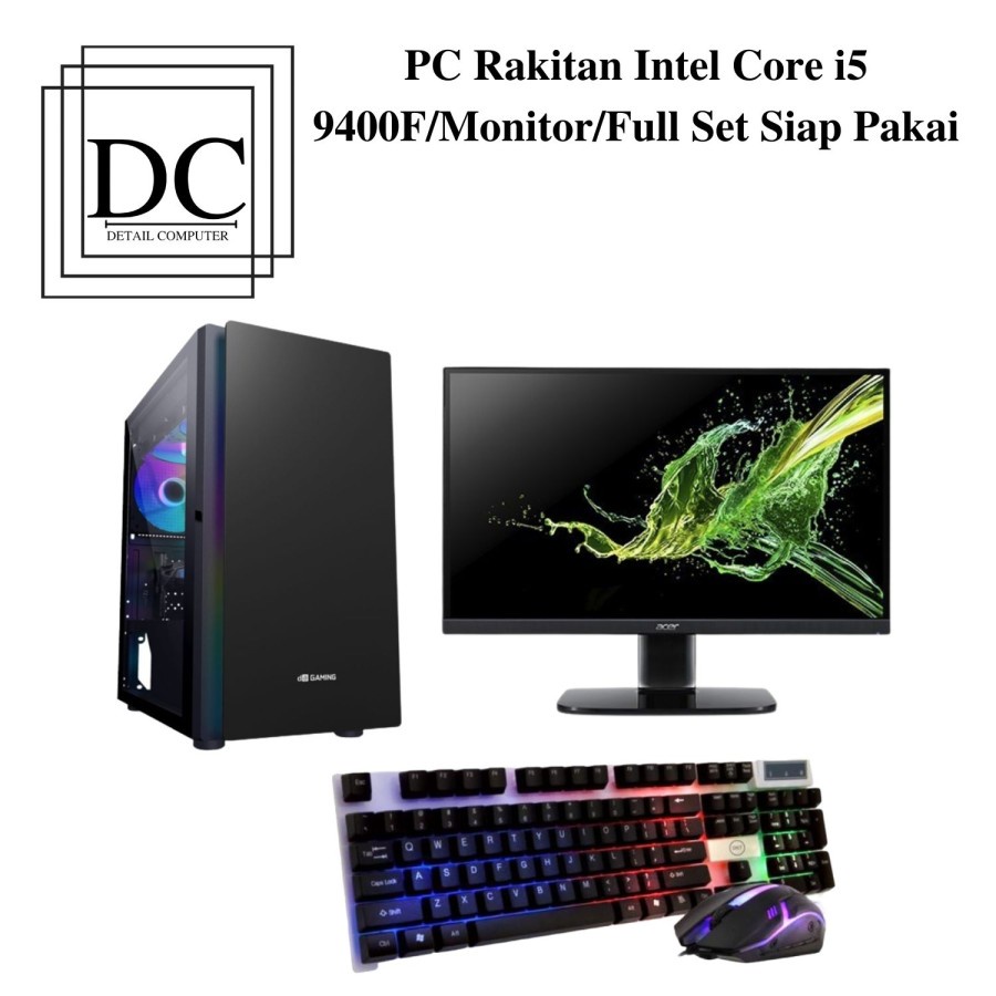 PC Rakitan Intel Core i5 9400F/Monitor/Siap pakai full set