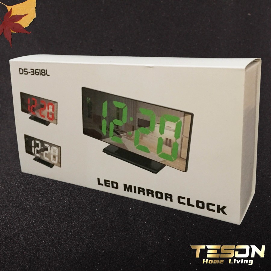 Jam Meja Cermin LED Weker Digital Alarm Clock Mirror DS-3618L